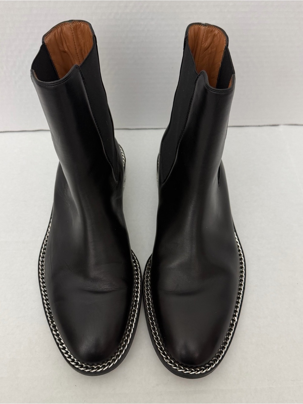 Givenchy Black Chain-Link Trim Chelsea Boots Size 38 (US Women’s 7.5-8) - Picture 11 of 16